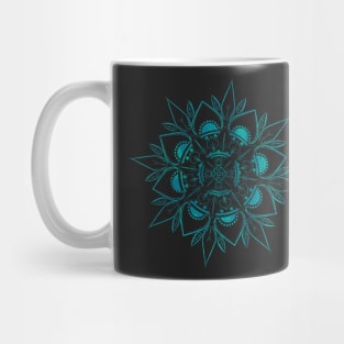 black and blue flower mandala circle Mug